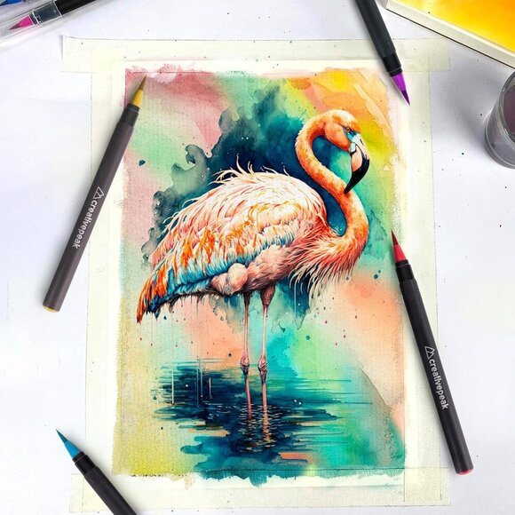 Watercolor Brush Pens - 72 Vibrant Soft Tip Coloring Markers with 4 Blending Bru - Picture 2 of 8